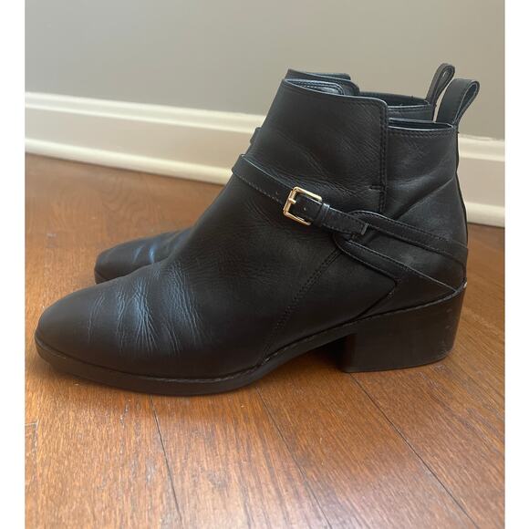 Cole Haan Etta II Black Leather Ankle Bootie with Buckle Strap Size 8.5 - Picture 1 of 8